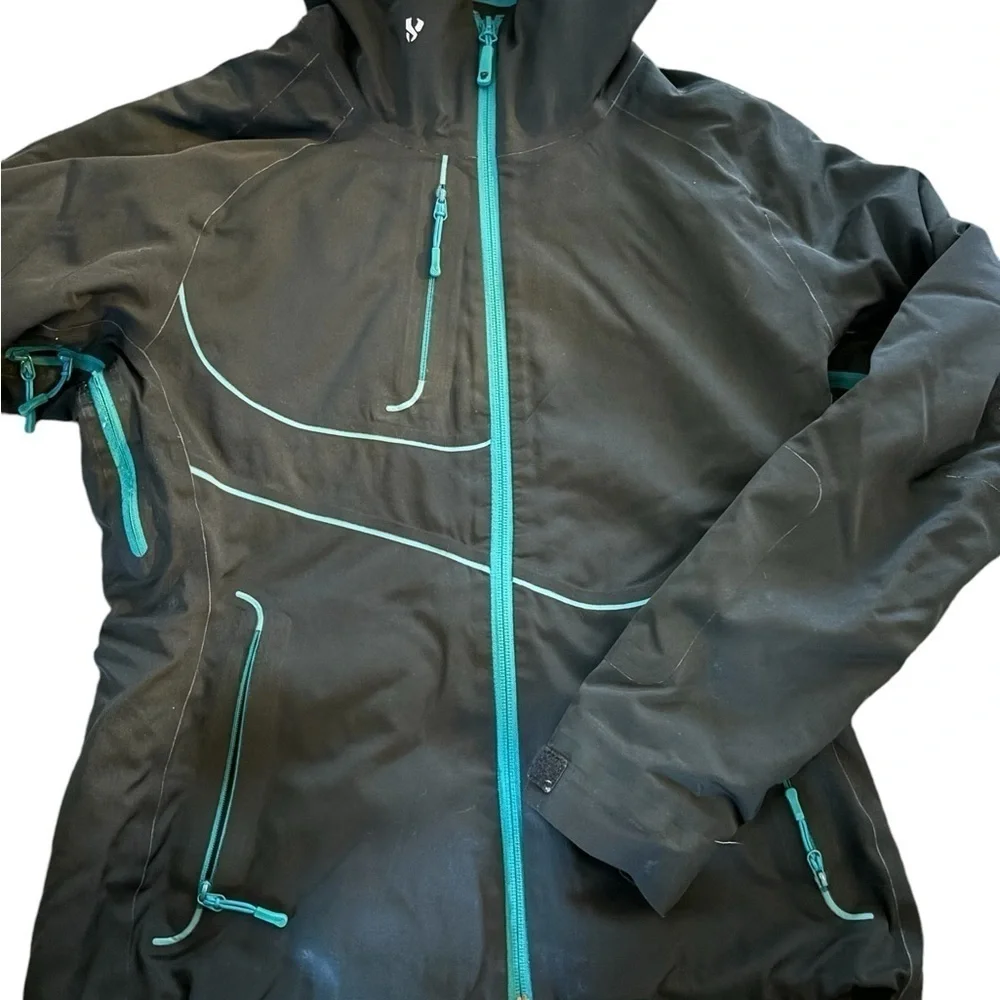 Stoic Welder Lo Softshell Jacket Women’s Sz S/4-6 Black Teal Hoodie Lightweight